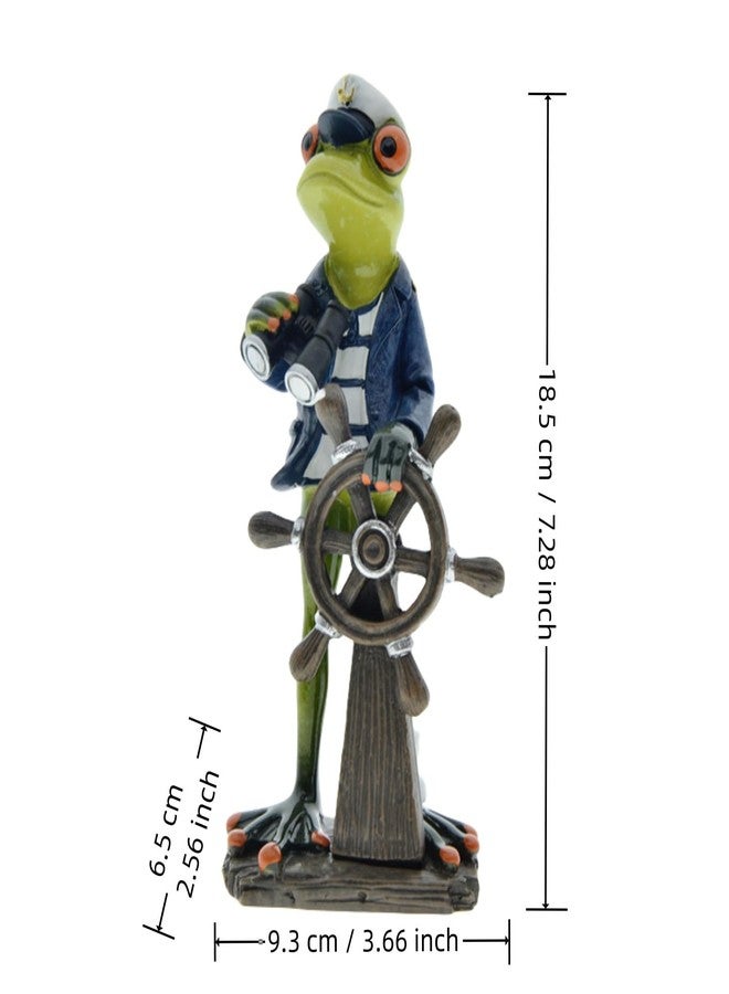 Queemie Creative Frog Captain Steering Resin Statues, Navy Skipper Mascot Frogs Sculptures Collectible Figurines for Marine Sailing Lovers Home Office Decorations Gifts - Image 2